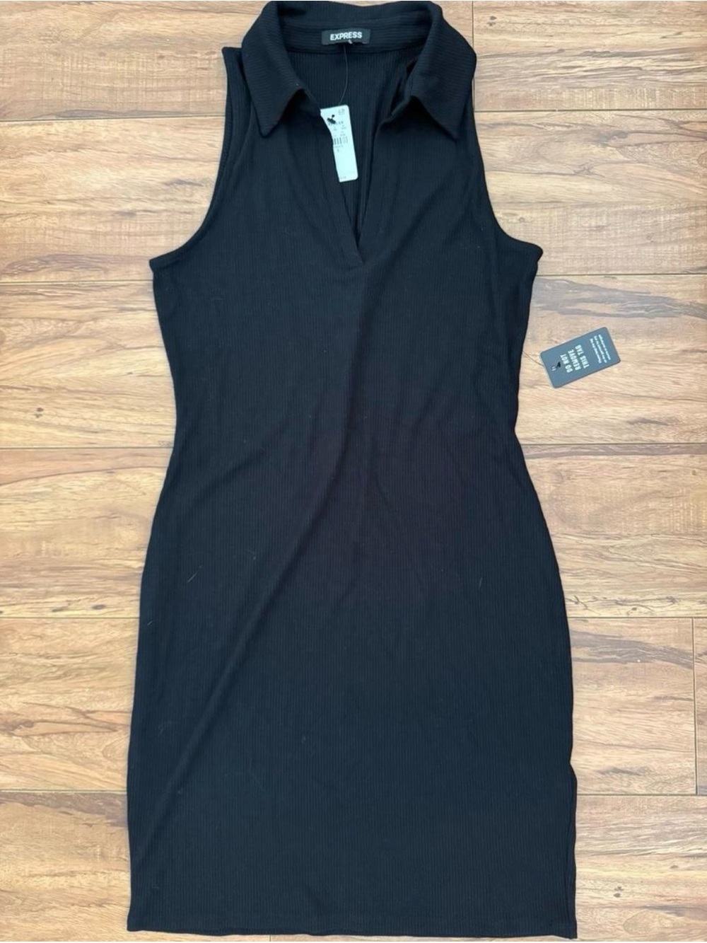 Express Black Sleeveless Collared Mini Sheath Dress